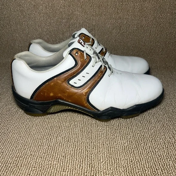 FootJoy DryJoys Mens 8.5 M White Brown Leather Saddle Oxford Golf Shoes s-l400.jpg main image 4